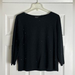 Eileen Fisher Black Beaded Sweater with 3/4 Length Sleeves - NWOT